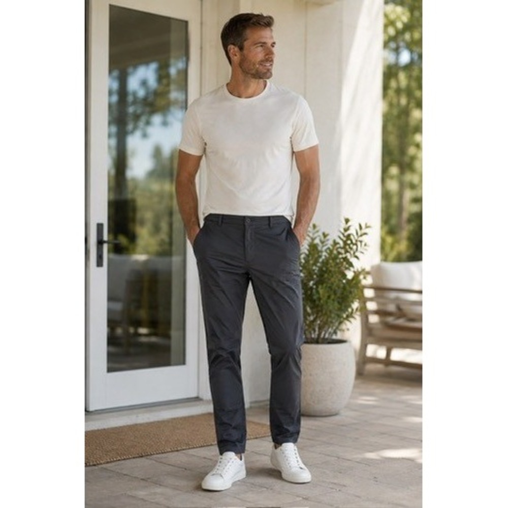 Michael Bastian Mens Slim Fit Tech Chino Pants Dark Gray Size 30 Elastic Waist